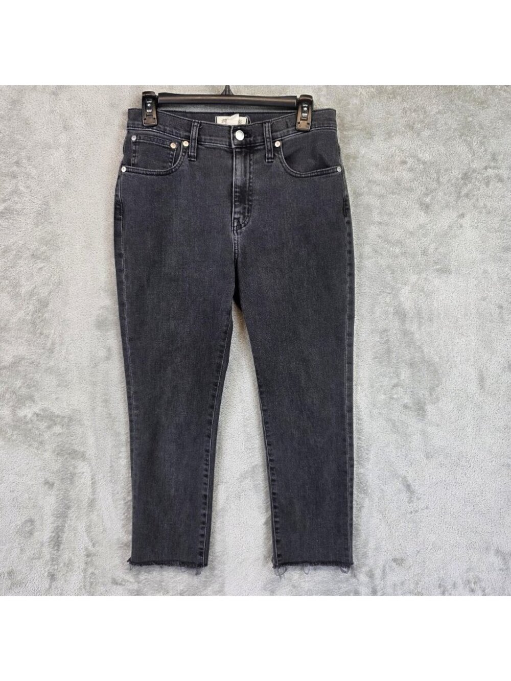 Madewell High Rise Slim Crop Boyjean Jeans Womens 26P Charcoal Stretch Petite